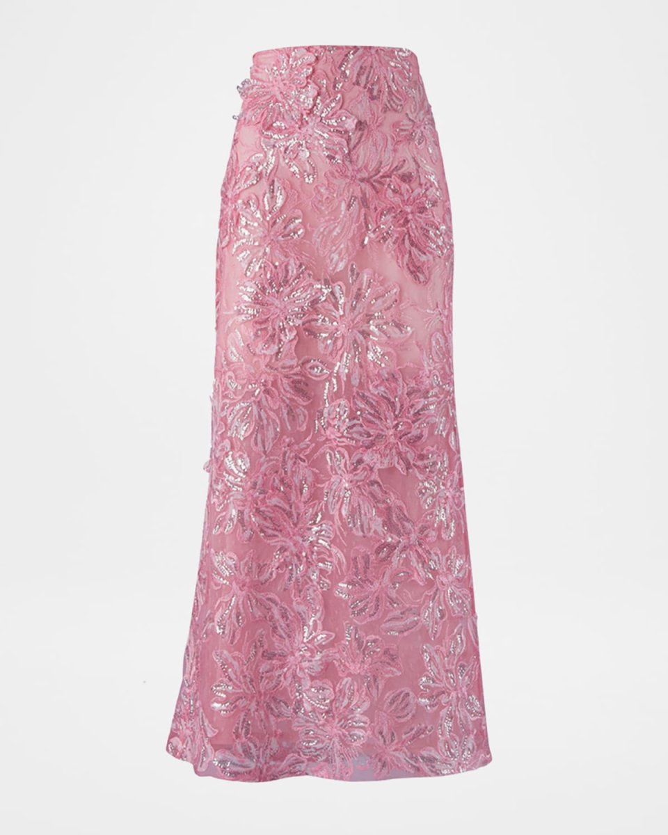 Astrid Sequin Embroidered Lace Midi Skirt